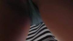 Candid Teen Ass-Hole Upskirt In Striped Mini Skirt