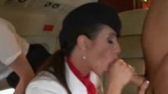 Provoking Sperm On Naughty Stewardess Tongue