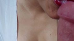 Cumslut With Red Lipstick Desires To Slobber On And Titfuck Dick