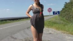 Naked Whore Flashing Fanny To The Drivers