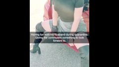 Flashing Commuters In My See Through Shirt And Under Her Dress To Make Their Day!